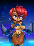  anthro archie_comics armor big_breasts bikini_armor blue_eyes breasts brown_body brown_fur curvaceous curvy_figure dagger dungeon erect_nipples_under_clothes female fur hair hi_res huge_breasts melee_weapon navel open_mouth red_hair sally_acorn sega short_hair solo sonic_the_hedgehog_(archie) sonic_the_hedgehog_(comics) sonic_the_hedgehog_(series) unconvincing_armor voluptuous weapon 