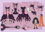  absurd_res ainagi_starflight_(willowyamm) anthro avali avian clothing cybernetic_eye cybernetics female fur fur_markings hi_res hologram machine markings model_sheet nonbinary_(lore) pink_body purple_body screen solo 