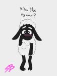  absurd_res amanda_the_adventurer anthro blush bovid caprine fluffy fur hi_res male mammal sheep simple_background simple_coloring simple_eyes solo swift_bristle white_background wool_(fur) wooly_(amanda_the_adventurer) 