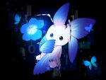  antennae blue_butterfly blue_eyes blue_flower bug butterfly digimon digimon_(creature) flower kayaxxxra morphomon no_humans solo wings 