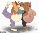  belly big_belly big_breasts bluey_(series) breasts chilli_heeler clothed clothing cudacore disney feet female inverted_nipples kanga mature_female navel nipples outie_navel paws pregnant toes topless winnie_the_pooh_(franchise) yoga 