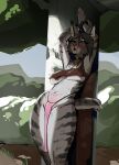  5_fingers absurd_res anthro biped blush bound breasts countershade_fur countershade_tail countershade_torso countershading felid feline female fingers fur gewitter hair hi_res leah_(theblacklynx) lynx mammal solo striped_body striped_fur stripes tail whiskers 