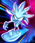  4:5 anthro canid canine cosplay crossover crossover_cosplay eulipotyphlan fox hedgehog male mammal marvel red_fox ry-spirit sega silver_fox silver_surfer silver_the_hedgehog solo sonic_the_hedgehog_(series) space surfboard 