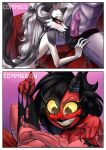  absurd_res anthro anthro_on_anthro balls black_eyes black_hair breasts canid canid_demon claws demon demon_humanoid erection faceless_character faceless_male female fur genitals grey_body grey_fur group hair hellhound helluva_boss hi_res honrs humanoid imp loona_(helluva_boss) male male/female mammal millie_(helluva_boss) moonpill moxxie_(helluva_boss) open_mouth open_smile penis red_body smile teeth vein veiny_penis vortex_(helluva_boss) white_body white_fur 