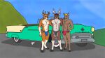  anthro clothed clothing deer delta_dewitt detailed_background digital_media_(artwork) fur group jockstrap male male/male mammal nipples smile trio underwear 