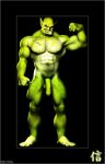  3d_(artwork) abs balls digital_media_(artwork) flaccid fuzzy-yak genitals green_body green_skin humanoid humanoid_genitalia humanoid_penis looking_at_viewer male muscular muscular_male nipples nude orc pecs penis pose scar solo trassk tusks 