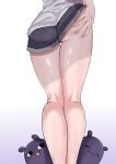  1girl ass ass_grab from_behind grabbing_own_ass hand_on_own_ass highres hololive hololive_english legs lower_body ninomae_ina&#039;nis redi_(rasec_asdjh) shirt shorts solo takodachi_(ninomae_ina&#039;nis) thigh_gap thighs virtual_youtuber white_background white_shirt 