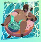  anthro balls big_balls bovid bovine clothed clothing drugs genitals hi_res huge_balls hyper hyper_balls hyper_genitalia male mammal marijuana nickncyberspace nipples pool_float simple_background slate_the_bull slightly_chubby smoke smoking smoking_weed solo tail 