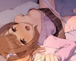  1girl black_skirt brown_eyes brown_hair highres idolmaster idolmaster_cinderella_girls igarashi_kyoko nipples one_breast_out open_mouth panties pubic_hair pubic_hair_peek purple_sweater seneto side_ponytail skirt solo sweater underwear white_panties 