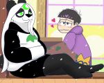  &lt;3 anthro barefoot bear black_body black_fur black_nose blush bottomwear clothed clothing digital_media_(artwork) domestic_cat duo eyewear feet felid feline felis female fur fur_markings furniture giant_panda glasses green_eyes hair happy hi_res hoodie human ichimatsu_matsuno inside kotatsu looking_at_another lunarpanda8686 male male/female mammal markings mika_(lunarpanda8686) mr._osomatsu orange_body orange_fur outside pawpads round_ears sitting skirt sleeping slightly_chubby snow table topwear ursine white_body white_fur white_hair 