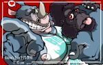  &lt;3 2010 anthro ape bruno_rhynox camera_view duo gor_(tomcat) gorilla haplorhine headlock male mammal muscle_shirt muscular muscular_anthro muscular_male nipples pecs pink_nipples primate rhinoceros speech_bubble tomcat_(artist) 