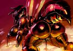  all_fours antennae_(anatomy) anthro arthropod arthropod_abdomen bee big_breasts big_butt black_hair bodily_fluids breasts butt female food gausscannon genital_fluids genitals hair hi_res honey_(food) huge_breasts hymenopteran insect lactating looking_at_viewer looking_back looking_back_at_viewer pussy pussy_juice rear_view red_eyes solo stinger thick_thighs wings 