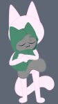  :3 ambiguous_gender cloak clothed clothing comforting domestic_cat duo embrace eyes_closed faceless felid feline felis gooblie_2 green_cloak green_clothing grey_background grey_body hi_res hug isaac_(gooblie_ii) love male male/ambiguous mammal pink_body simple_background smile tail toony wholesome 