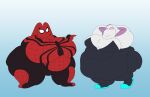  2023 absurd_res anthro belly big_belly big_breasts breasts clothed clothing digital_media_(artwork) duo female fur generation_8_pokemon hi_res lagomorph lizard mammal marvel mask nintendo obese obese_anthro obese_female open_mouth overweight overweight_anthro overweight_female paceplusle pokemon pokemon_(species) rabboot reptile scalie simple_background sobble spider-girl spider-gwen spider-man_(series) thick_thighs 