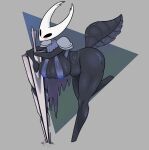  absurd_res aged_up areola armor arthropod_abdomen belly big_breasts big_butt bikini blue_areola blush breasts butt cloak clothing crossgender female hi_res hollow_knight leaning_on_object mature_female nail_(weapon) notso00d4terri protagonist_(hollow_knight) shoulder_guards shoulder_pads simple_background solo stretch_marks swimwear team_cherry thick_thighs vessel_(species) 