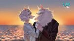  anthro arctic_wolf canid canine canis charles_crystal claire_crystal clothing crystal_ice duo eyewear female fluffy glasses hi_res husband_and_wife illumination_entertainment jewelry male male/female mammal married_couple necklace old romantic romantic_couple sing_(movie) suit sunset water watermark wolf 