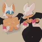  1:1 2023 2d_(artwork) absurd_res anthro bat big_breasts big_butt blue_eyes breast_play breast_squish breasts butt clothed clothing crows_dome duo female fur genitals gloves half-closed_eyes hand_on_breast handwear hi_res huge_breasts huge_butt looking_down lying male male/female mammal multicolored_body narrowed_eyes penis rouge_the_bat sega sex simple_background smile sonic_the_hedgehog_(series) squish titfuck topless two_tone_body white_body white_fur wings 