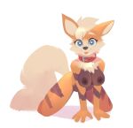  &lt;3 &lt;3_eyes all_fours anthro arcanine b-epon blep blonde_hair blue_eyes breasts canid collar female fluffy fluffy_tail fur generation_1_pokemon hair looking_at_viewer mammal neck_tuft nintendo nipples nude orange_body orange_fur pokemon pokemon_(species) solo tail tongue tongue_out tuft 