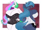  anthro anthrofied big_breasts big_butt breasts butt cleavage clothed clothing duo equid equine female friendship_is_magic hasbro horn huge_breasts mammal my_little_pony princess_celestia_(mlp) princess_luna_(mlp) sibling_(lore) sister_(lore) sisters_(lore) thick_thighs unicorn zwitterkitsune 