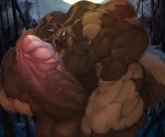  5_fingers abs anthro balls biceps big_balls big_muscles big_penis biped brown_body bruce892741 canid canine canis erection fingers fist flexing flexing_biceps flexing_both_biceps forest genitals glans hi_res huge_balls huge_muscles huge_penis humanoid_genitalia humanoid_penis hyper hyper_balls hyper_genitalia hyper_muscles hyper_penis kneeling male mammal muscular muscular_anthro muscular_male muscular_thighs on_one_knee pecs penis plant solo tail teeth thick_penis tree vein veiny_balls veiny_muscles veiny_penis wolf yellow_eyes 
