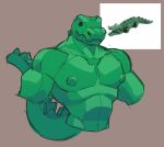  anthro anthrofied biceps crocodile crocodilian crocodylid green_body lego lego_crocodile_(6026c01) male muscular muscular_male ni_draw nipples pecs reptile scalie simple_background solo tail 