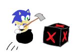  1920s_(style) 1boy 2023 cauldron crossover furry furry_male getting_over_it green_eyes hammer hedgehog hooxiedev in_cauldron male_focus sega solo sonic_(series) sonic_frontiers sonic_the_hedgehog white_background 