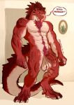  anthro armpit_hair banana_da_boi body_hair chest_hair hi_res lizard male pubes red_body red_scales reptile scales scalie solo spikes spikes_(anatomy) tail tongue tongue_out zartersus 