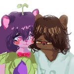  1:1 anthro bear blush brown_body brown_fur cuddling duo embrace eulipotyphlan eyewear ezhevichka_(vkontakte) female female/female fur glasses hedgehog hi_res hug humanoid illutrator mammal nazari shima_(volaworld) simple_background teenager white_background young 