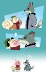  &lt;3 2021 animal_crossing anthro biped black_nose blush blush_lines canid canine canis closed_smile clothed clothing coat comic countershade_face countershading crouching dobie_(animal_crossing) duo english_text eyebrows eyes_closed grey_body hands_in_both_pockets hat headgear headwear hi_res kissing larger_anthro larger_male looking_at_another male male/male mammal marshal_(animal_crossing) mouth_closed multicolored_body nintendo open_mouth rodent scarf sciurid side_view size_difference smaller_anthro smaller_male smile somik text thought_bubble topwear tree_squirrel two_tone_body white_body wolf 