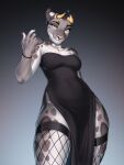  2023 5_fingers anthro blue_eyes breasts claws clothed clothing digital_media_(artwork) dress eyebrows eyelashes felid feline female fingers hi_res hybrid mammal smile smileeeeeee standing 