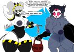  2023 abs absurd_res anthro areola avian avian_demon bird breasts crossgender crossover duo english_text female helluva_boss hi_res j_(murder_drones) machine mrmelted mtf_crossgender murder_drones muscular muscular_anthro muscular_female nipples owl owl_demon robot stolas_(helluva_boss) text 