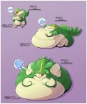  absurd_res anthro belly big_belly big_breasts big_butt breasts butt candy crown dessert featureless_breasts female food gameplay_mechanics generation_5_pokemon green_body headgear hi_res huge_breasts huge_butt huge_thighs hyper hyper_belly hyper_breasts hyper_butt hyper_thighs immobile morbidly_obese morbidly_obese_anthro morbidly_obese_female nintendo obese obese_anthro obese_female open_mouth overweight overweight_anthro overweight_female pokemon pokemon_(species) rare_candy red_eyes smile snivy solo thick_thighs veryfilthything weight_gain white_body 