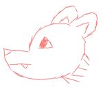  2023 ambiguous_gender canid canine canis collar digital_media_(artwork) domestic_dog feral headshot_portrait kawaiikat looking_up mammal portrait red_eyes simple_background sketch small_ears solo unknown_character 