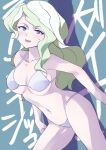  1girl blonde_hair blue_eyes blush breasts coveredcore diana_cavendish highres light_green_hair little_witch_academia long_hair looking_at_viewer multicolored_hair open_mouth smile solo swimsuit tagme two-tone_hair wavy_hair witch 