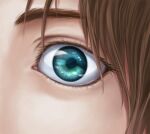  1boy brown_hair close-up eren_yeager eye_focus eyelashes green_eyes kicchou_(maguro) looking_ahead sanpaku shingeki_no_kyojin solo thick_eyebrows variant_set wide-eyed 