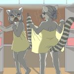  anthro duo ekaki510 female kemono lemur mammal nude presenting primate ring-tailed_lemur strepsirrhine towel towel_only 