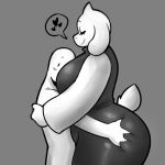  &lt;3 2023 anthro big_butt blush blush_lines bovid breasts butt butt_grab caprine clothed clothing digital_media_(artwork) duo embrace eyes_closed female goat golde grey_background hand_on_butt head_between_breasts horn hug humanoid male mammal monochrome robe short_tail simple_background smile speech_bubble standing tail thick_thighs toriel undertale undertale_(series) 