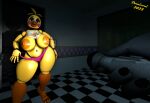  2023 3d_(artwork) animatronic anthro areola avian bib big_breasts bird breasts canid canine canis chicken clothed clothing dark_room digital_media_(artwork) domizoni duo female five_nights_at_freddy&#039;s five_nights_at_freddy&#039;s_2 flashlight galliform gallus_(genus) hi_res humanoid looking_at_viewer machine male mammal nipples panties phasianid robot scottgames source_filmmaker thick_thighs topless topless_female toy_chica_(fnaf) underwear wolf wolf_(petruz) 