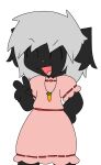  anthro black_body carrot clothed clothing cosplay digital_media_(artwork) eyes_closed flat_colors food fur greeting grey_hair hair hi_res kae_(koredex) koredex lagomorph leporid male mammal open_mouth plant rabbit simple_background smile solo tewi_inaba tongue touhou vegetable white_background 