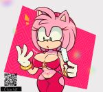  absurd_res amy_rose anthro big_breasts breasts cleavage clothed clothing ebolahorny eulipotyphlan female food hedgehog hi_res huge_breasts mammal popsicle qr_code sega simple_background solo sonic_the_hedgehog_(series) thong under_boob underwear white_background 