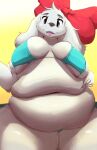  accessory anthro belly big_belly big_breasts blue_eyes bow_ribbon breasts canid canine canis domestic_dog fay_spaniel female fur garuda_six hair_accessory hair_bow hair_ribbon hi_res huge_breasts huge_thighs looking_at_viewer mammal nintendo obese obese_anthro obese_female open_mouth overweight overweight_anthro overweight_female ribbons side_boob smile solo star_fox thick_thighs white_body white_fur 