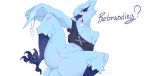  anthro anus avian avian_feet beak bird blue_body blue_feathers bottomless claws clothed clothing eyelashes feathers female genitals hi_res looking_at_viewer meme mostly_nude open_beak open_mouth presenting pussy seductive shirt shirt_only solo toe_claws topwear topwear_only tweetfur twitter vincher 