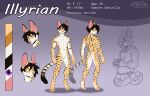  5_fingers anthro biped black_hair clothed clothing color_swatch countershade_face countershade_fur countershade_neck countershade_torso countershading eyebrows felid feline fingers fur hair hi_res hoodie illyrian_(illyrian) kittydee male mammal model_sheet purple_eyes serval smile solo tail tongue tongue_out topwear 