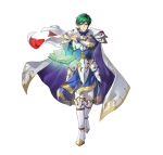  1boy armor blue_cape book cape ced_(ascendant)_(fire_emblem) ced_(fire_emblem) fire_emblem fire_emblem:_genealogy_of_the_holy_war fire_emblem:_thracia_776 fire_emblem_heroes full_body green_eyes holding holding_book looking_at_viewer official_art short_hair shoulder_armor solo white_background white_cape 
