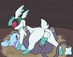  duo ellie_(elliectric) female feral feral_on_feral from_front_position generation_4_pokemon hi_res legendary_pokemon male male/female mating_press nintendo pokemon pokemon_(species) pokemon_mystery_dungeon prate-dragon sex shaymin shinx shrike_(shaymin) sky_forme_shaymin 