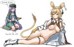  2girls absurdly_long_hair animal_ears arknights blonde_hair boots character_request dorothy_(arknights) drawfag earclip english_text female_pubic_hair fingerless_gloves full_body glasses gloves hair_ornament hairclip hat holding holding_knife imminent_suicide infection_monitor_(arknights) jacket knife long_hair mouse_ears mouse_tail multiple_girls nipples on_floor open_clothes open_jacket pubic_hair pussy seppuku single_fingerless_glove single_glove skirt tail thigh_strap very_long_hair white_jacket yellow_eyes yellow_gloves 