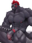  absurd_res anthro balls big_penis black_body black_fur body_hair claws felid fur genitals hair hi_res humanoid_genitalia humanoid_penis io_ths kakula kemo_coliseum male mammal melanistic muscular muscular_anthro muscular_male nipples nude pantherine pecs penis presenting red_hair solo 