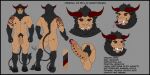  abs arm_tattoo balls butt claws demon expressions ferroxis gammauzumaki genital_piercing genitals horn male model_sheet muscular muscular_male penis penis_piercing piercing prince_albert_piercing pubes red_eyes solo tail tattoo teeth text tongue tongue_out 