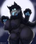  absurd_res anthro bepinips bone canid canine female genitals hi_res mammal moon night pubes pussy scp-1471-a scp_foundation skull skull_head solo thick_thighs tongue tongue_out 