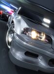  3d absurdres blender_(medium) bmw bmw_m3 car dodge_(company) dodge_charger erik-m1999 glowing headlight highres motion_blur motor_vehicle no_humans original police_car vehicle_focus 